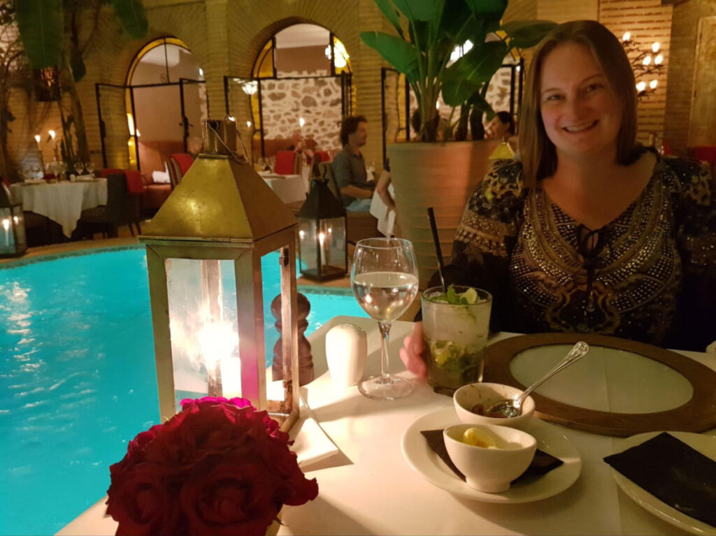 Author Heather dining at La Trattoria restaurant