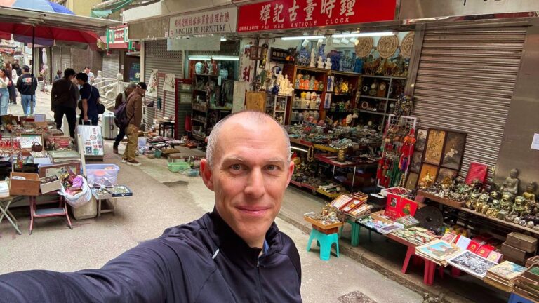 Author Ian taking a selfie at Cat Street Antique Market