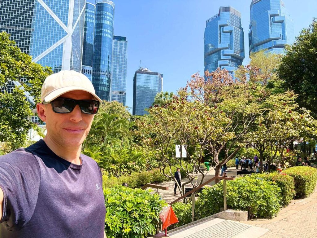 Author Ian taking a selfie at Hong Kong Park