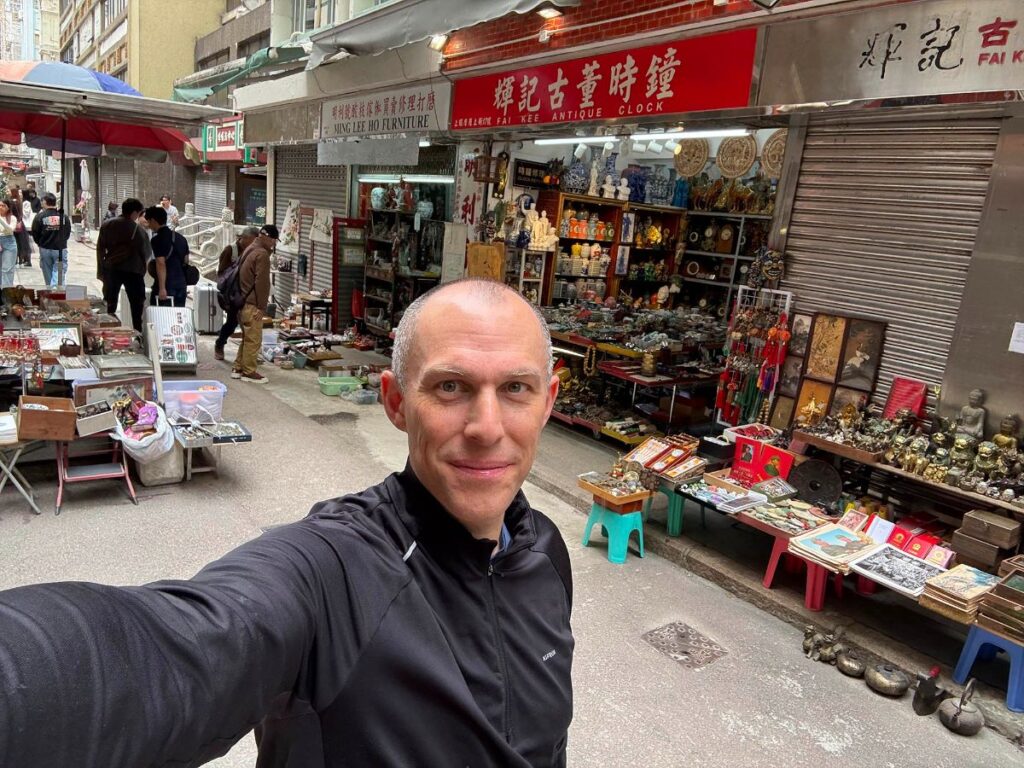 Author Ian taking a selfie at Cat Street Antique Market
