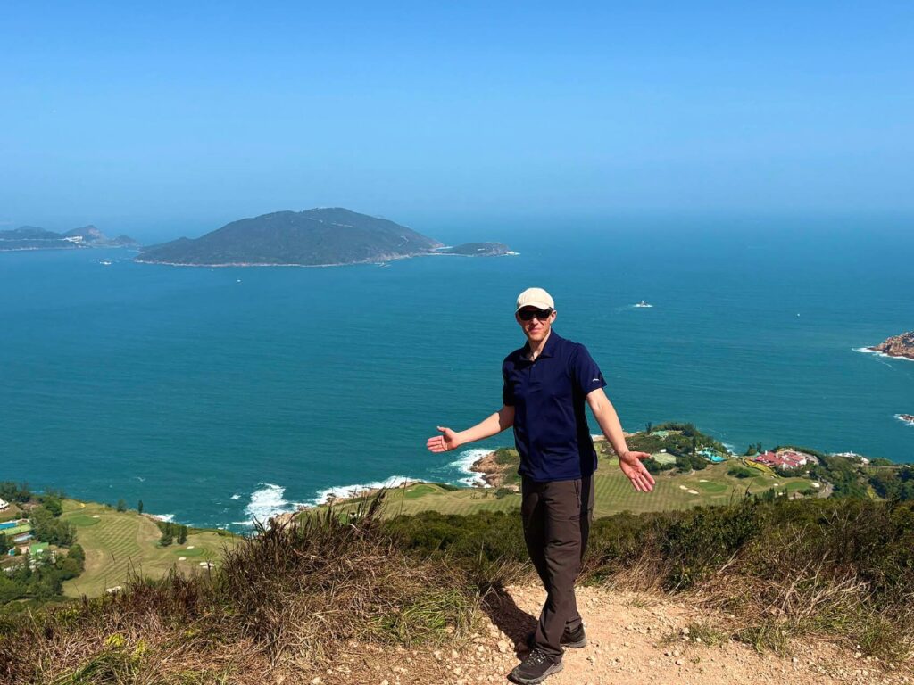 Author Ian at the Dragon’s Back with a view over the coast of southern Hong Kong Island