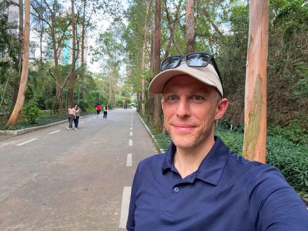 Author Ian taking a selfie at the beginning of the uphill climb towards Nanshan Peak