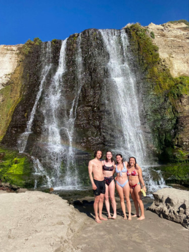 Author Laura and friends posing for a photo at Alamere Falls