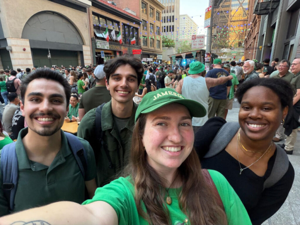 Author Laura and other visitors celebrating at the St. Patrick’s Day 2026