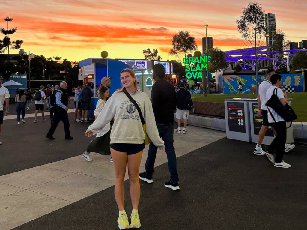 Author Laura walking around the different courts at the Australian Open