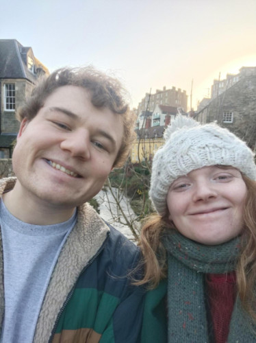 Author Louise and partner standing at Deans Bridge