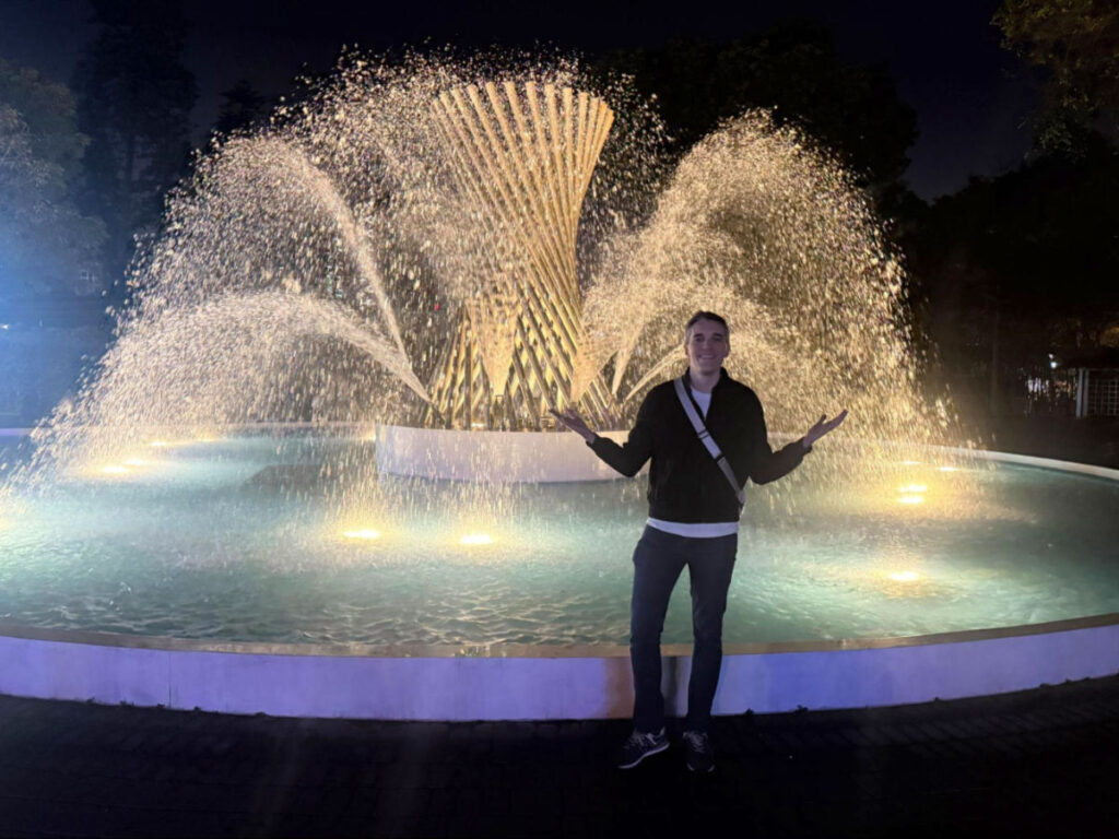 Author Nate at the Circuito Mágico del Agua at night