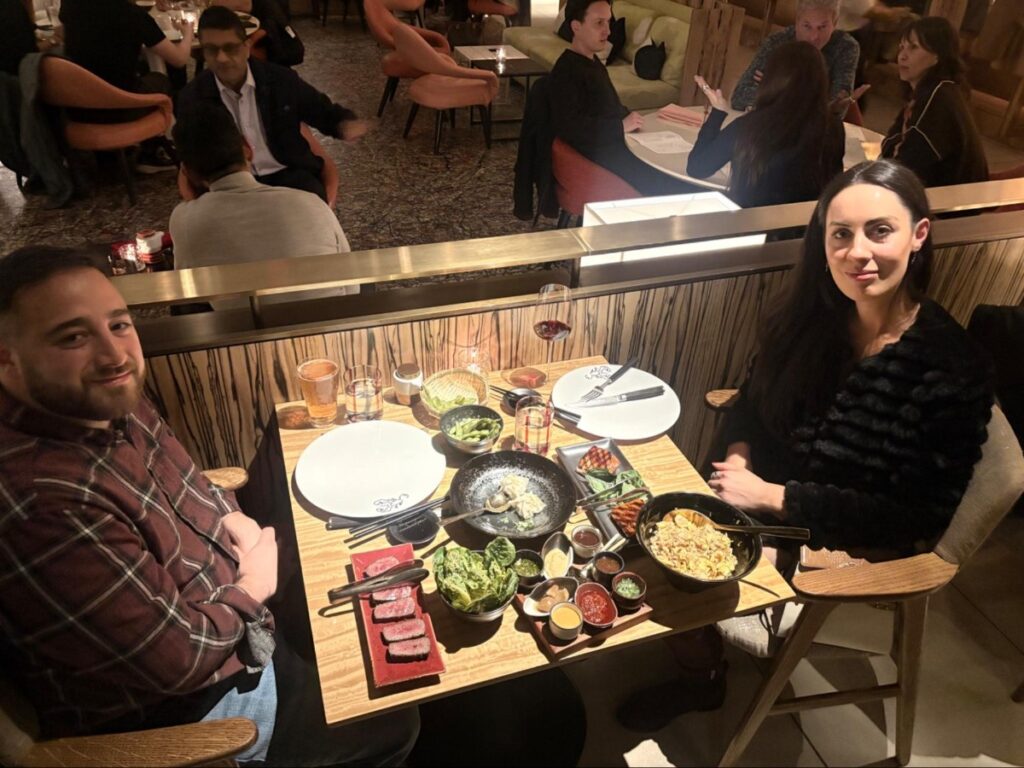 Author Niamh and her friend having a dinner at The Lobster Club