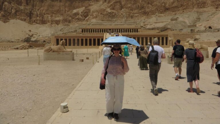 Author Ruthie standing outside Hatshepsut Temple