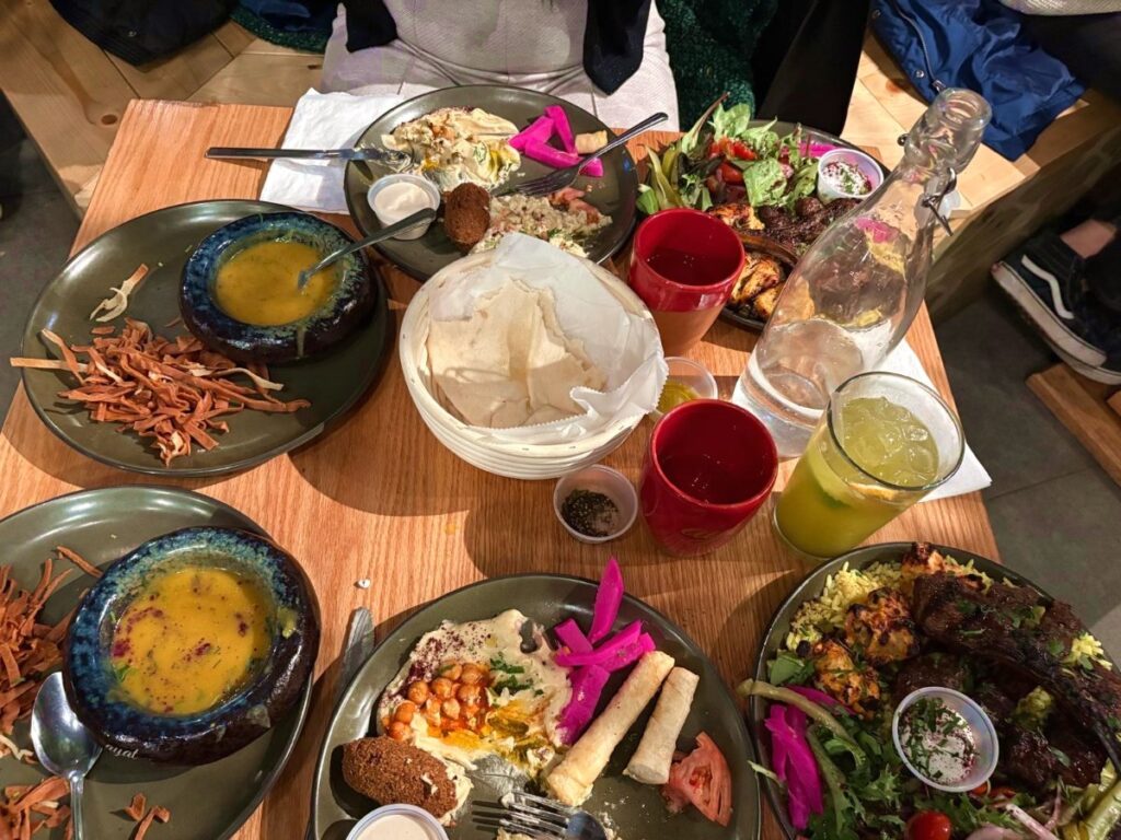 Plates of Palestinian and Middle Eastern Cuisine served at Ayat