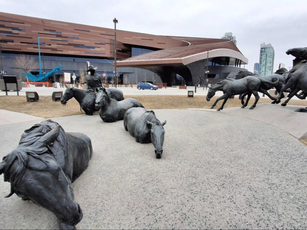 The “By The Banks of the Bow” sculpture and the BMO Centre