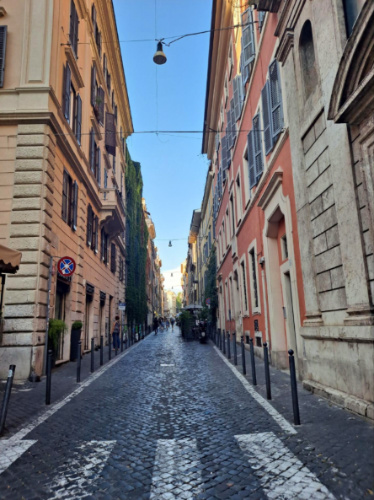 View of a cobblestone street in Rome