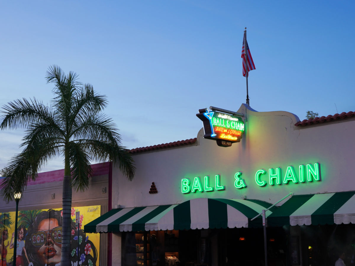 Exterior of Ball and Chain Bar and Lounge in the Little Havana District