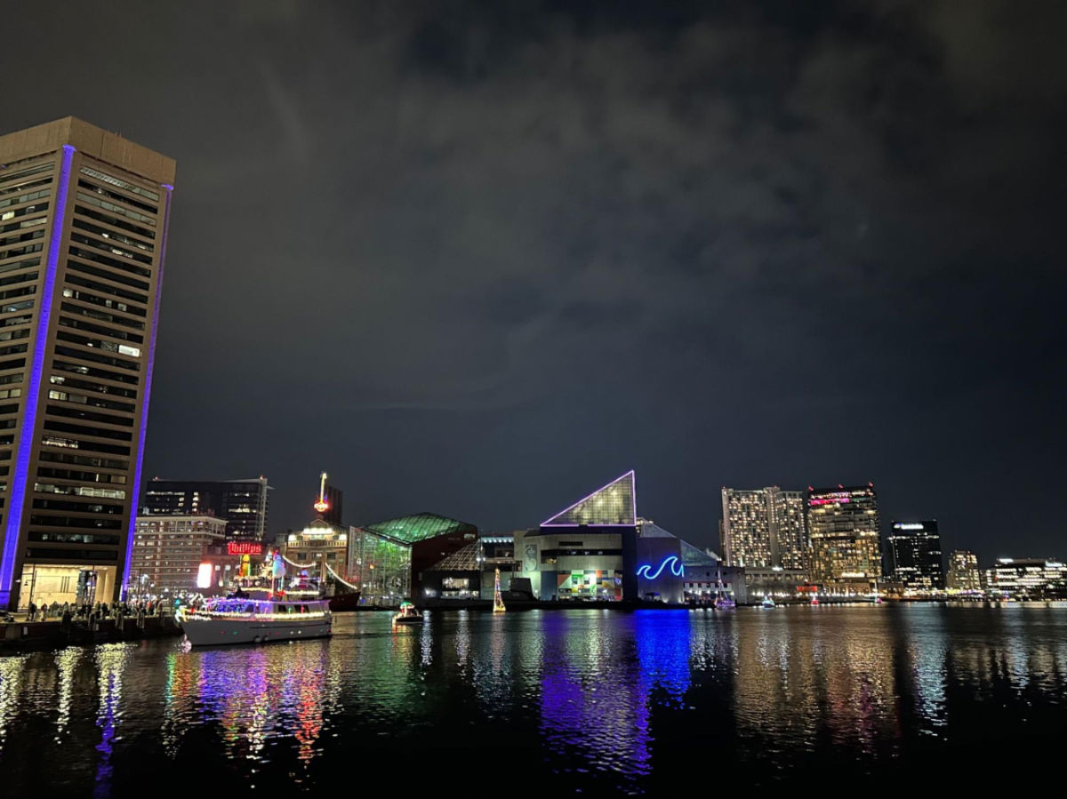 View of Baltimore Harbor and Downtown at night