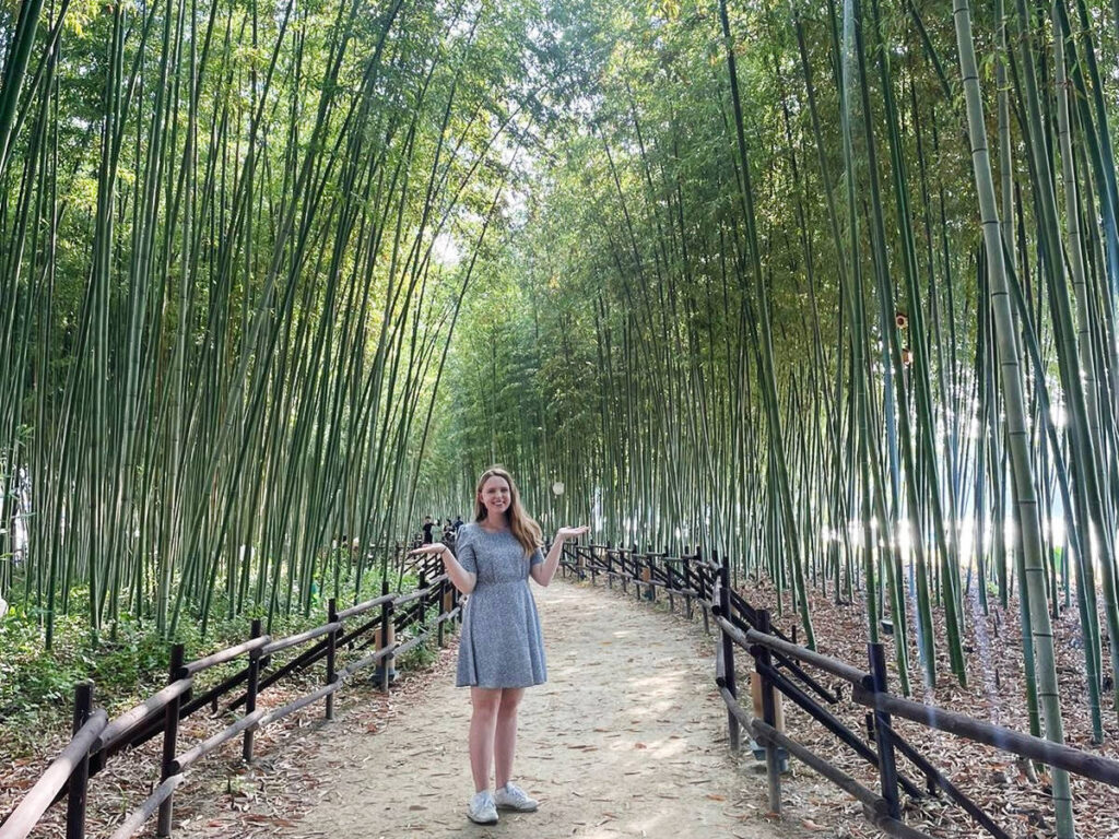The author, Bethan Nutting taking a stroll at the Bamboo Forest in Jinju
