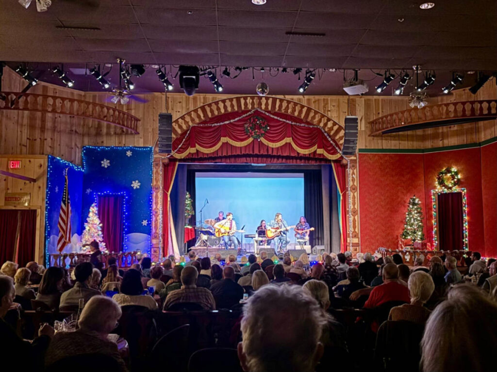 The crowd watching a band performing in The Gaslight Theatre