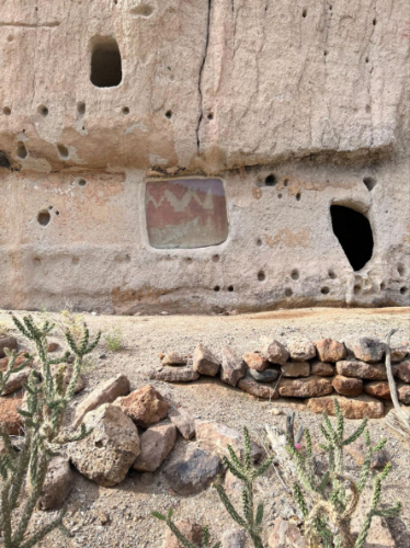 View of the preserved pictographs in Bandelier National Monument
