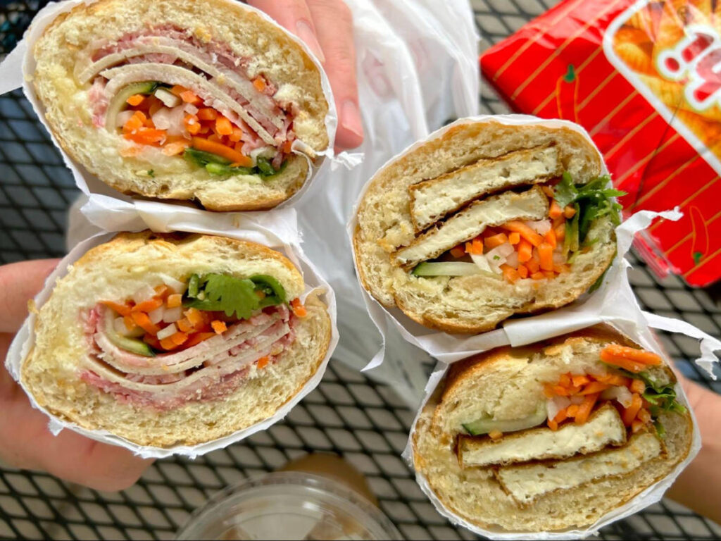 Top view of a Banh mi at CôNu’s Corner