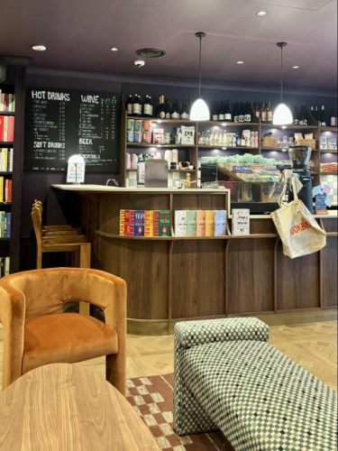 The cozy bar area in BookBar