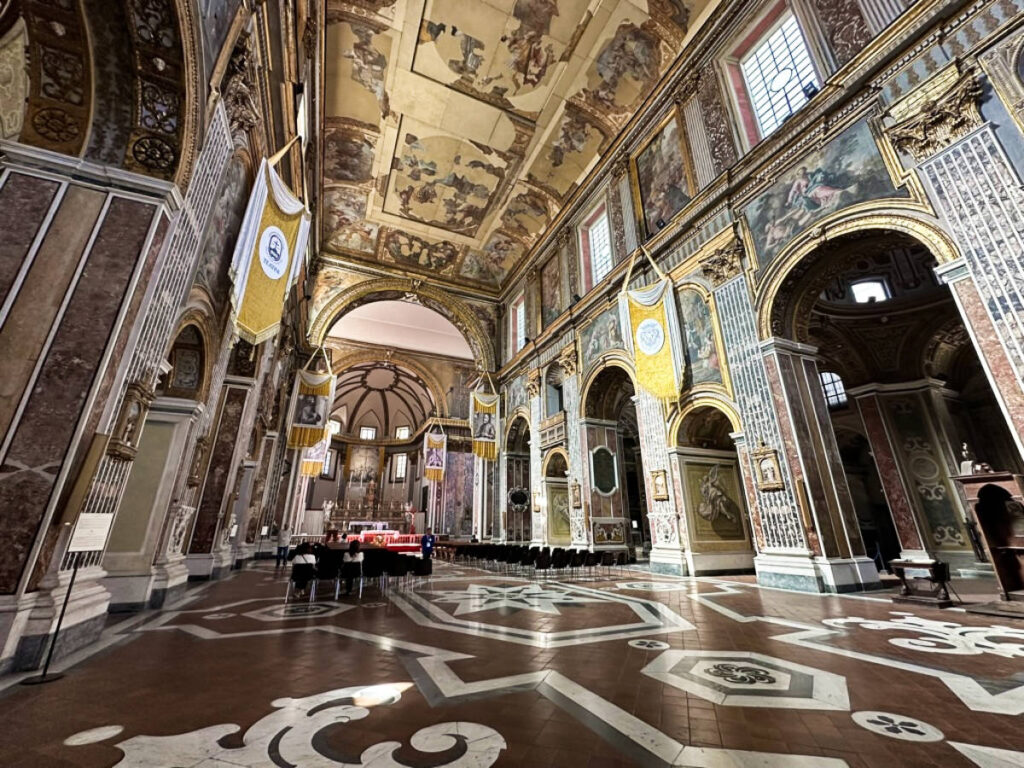 View of the intricate interior of Basilica di San Paolo Maggiore