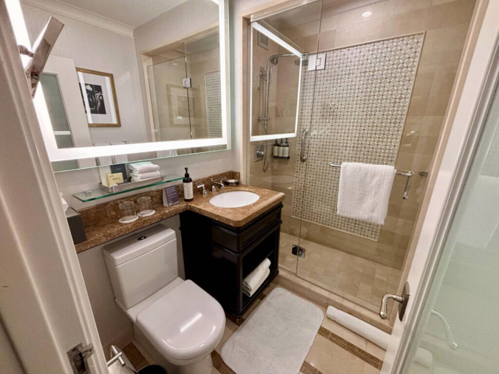 View from the inside of a bathroom in Fairmont Hotel Vancouver