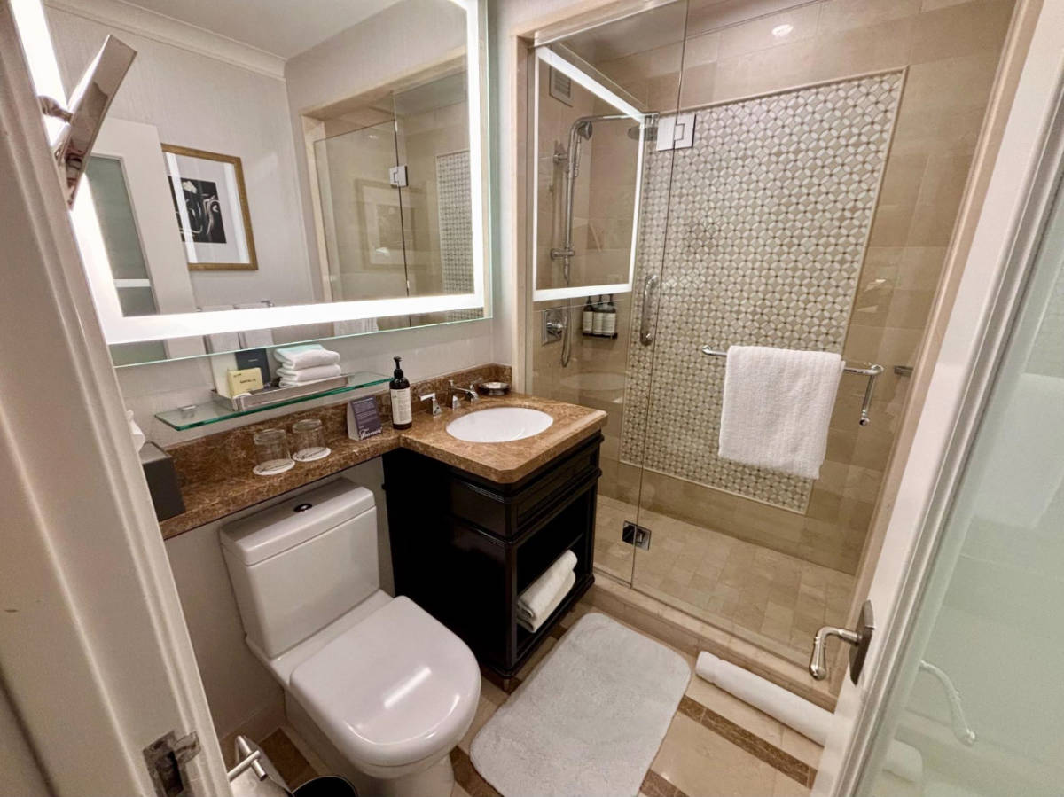 View from the inside of a bathroom in Fairmont Hotel Vancouver