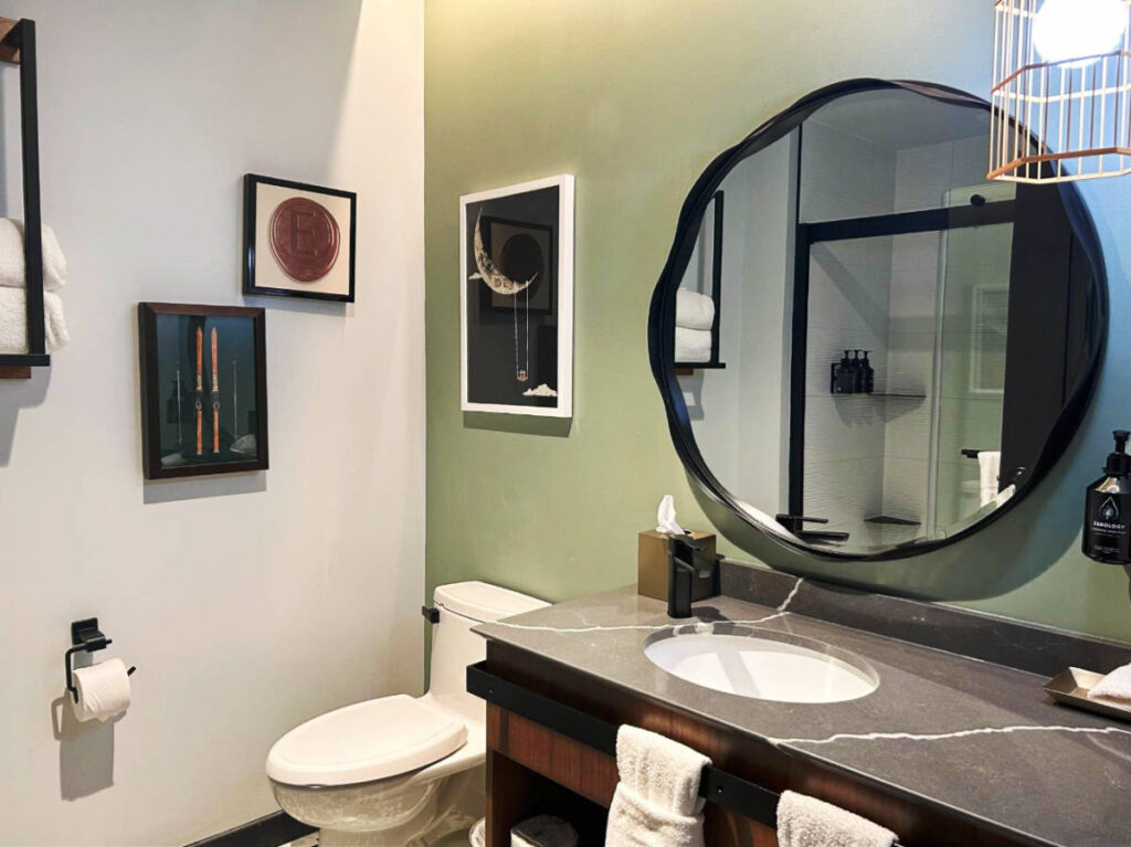 View inside the bathroom at Hotel Indigo