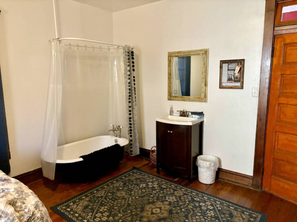 View of a bathtub inside a room in the Oliver House
