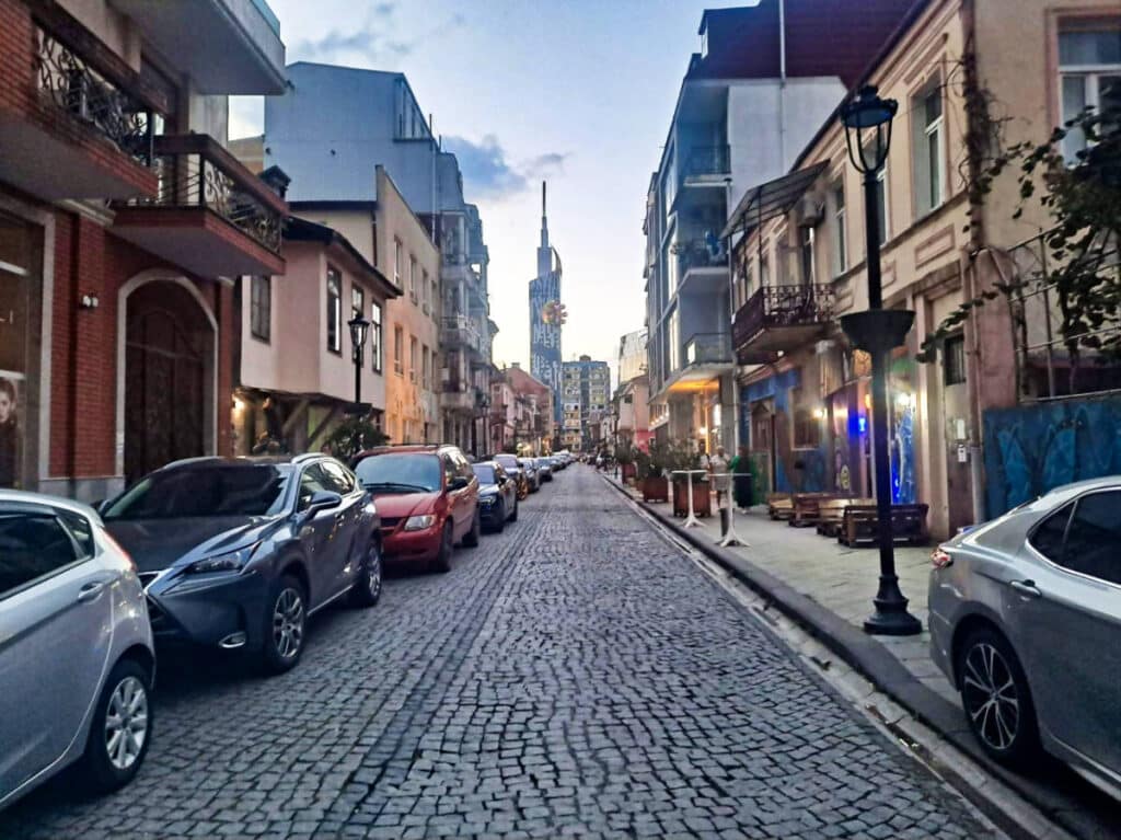 View of the Batumi Tower from the old buildings at Batumi Old Town