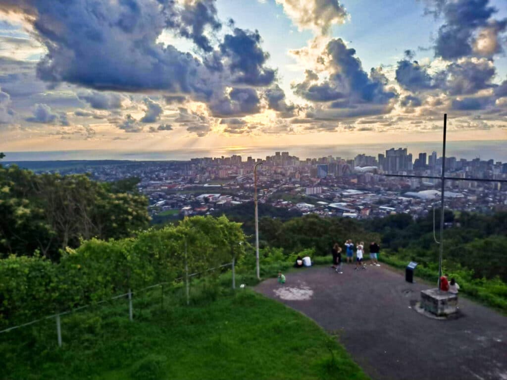 View of the people enjoying the overlooking view of Batumi from Argo Cable Car and Anuria Mountain