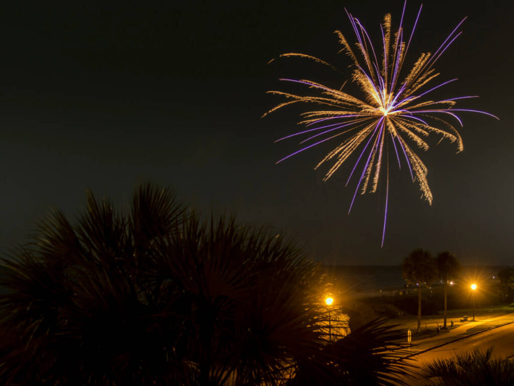 A fireworks display at the Beach