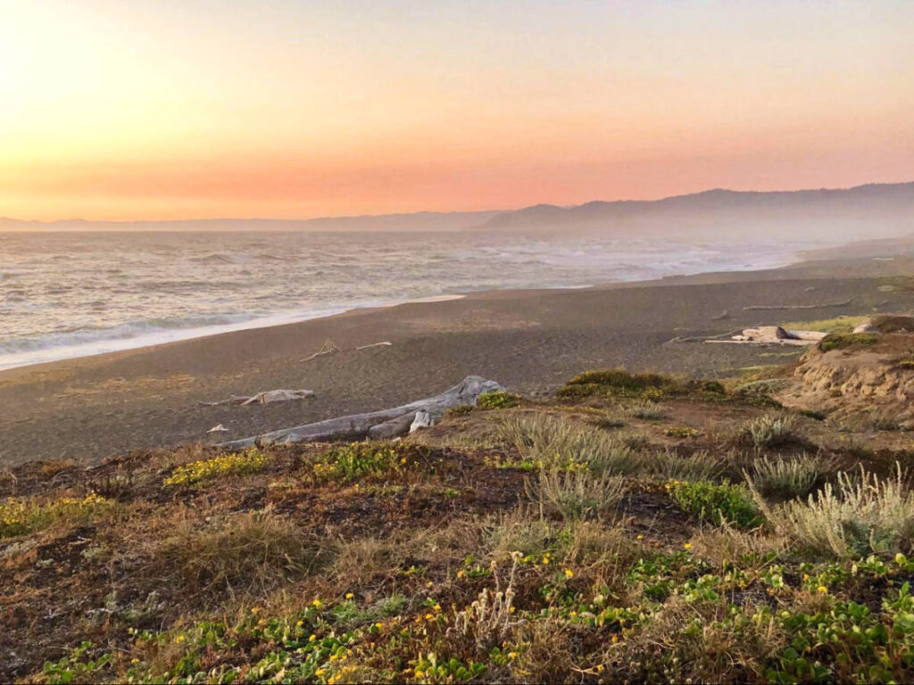 Scenic view of the sunset over the beach at MacKerricher State Park
