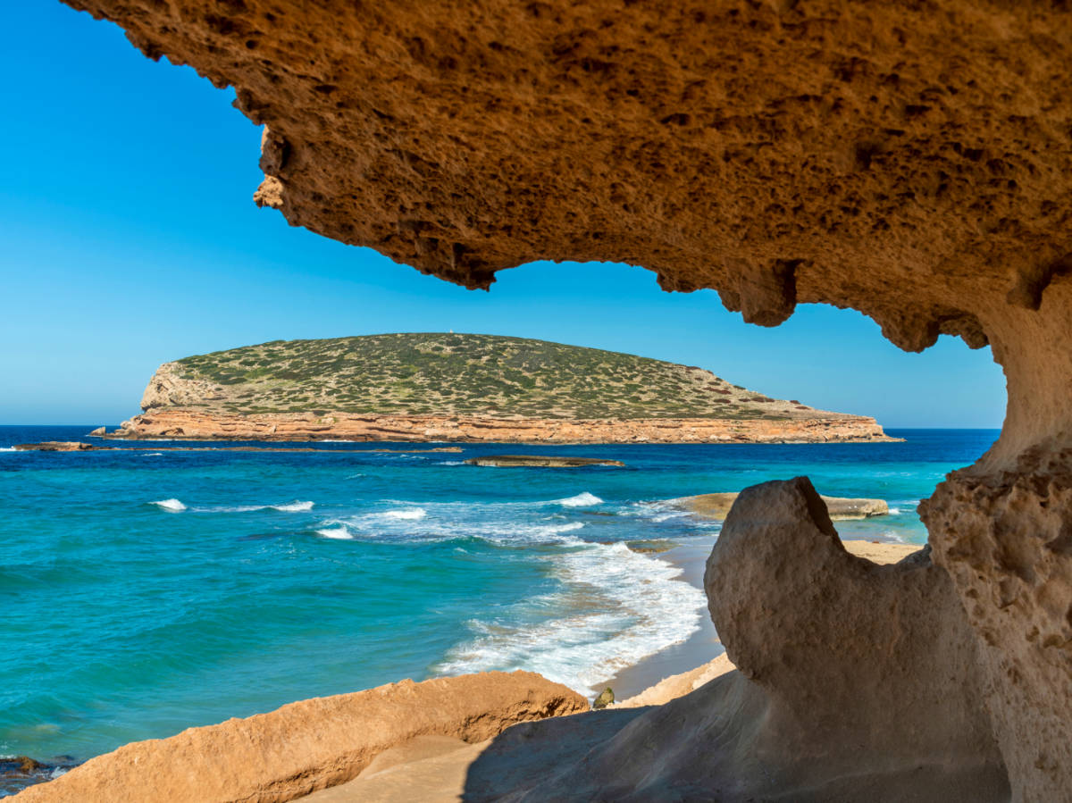 Cala Comte beach and rock formations