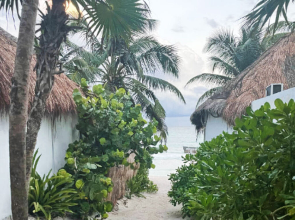 View from a beachfront hotel in Tulum