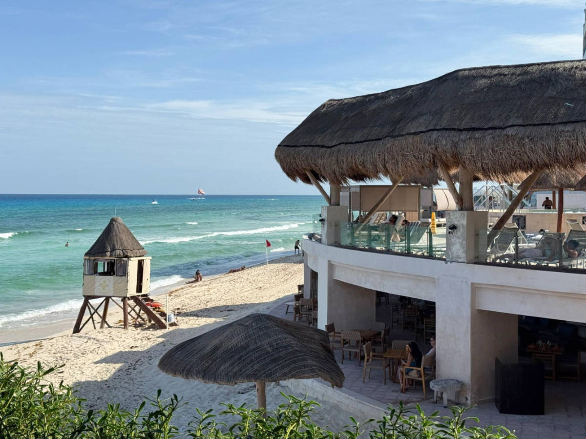 View of the overlooking beach and restaurant