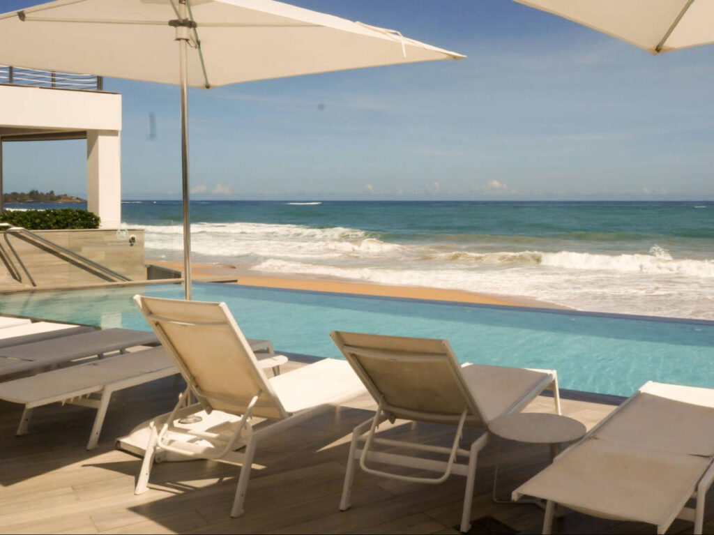 View of the huge waves at the beach of Condado Ocean Club Hotel
