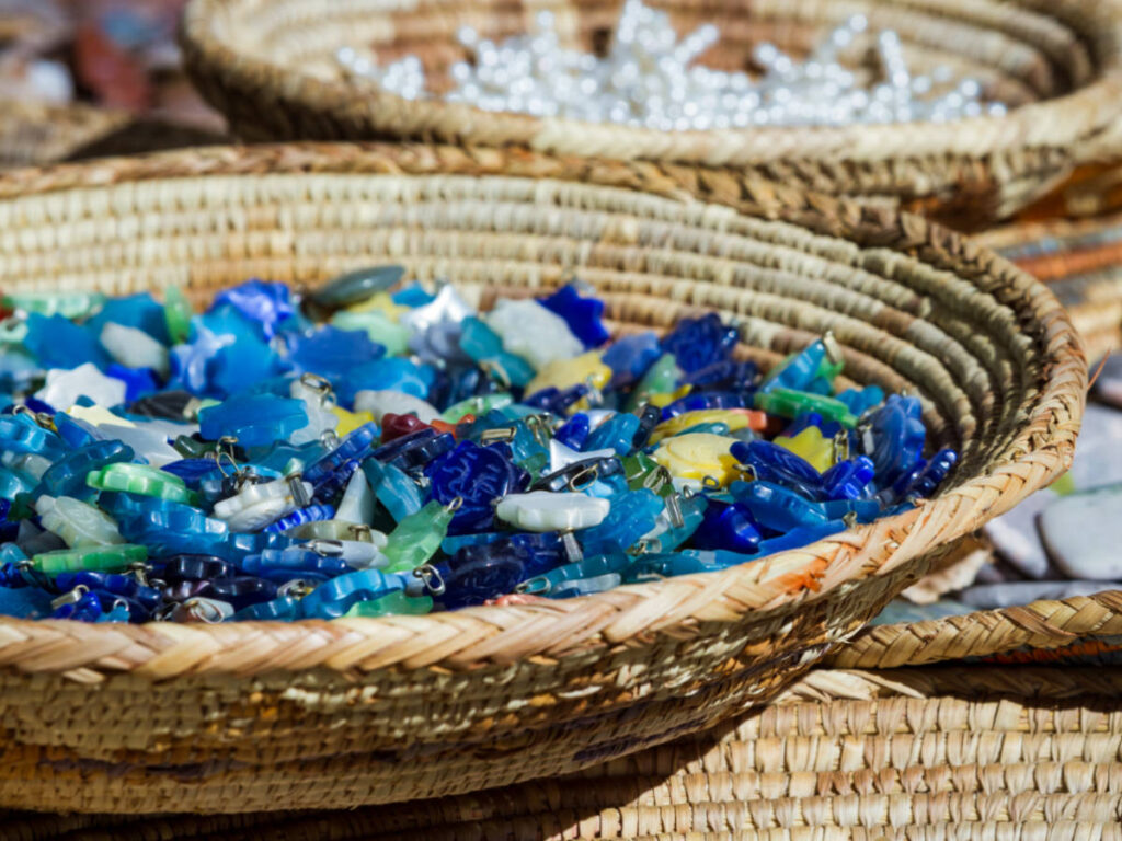 Baskets of Beads in a Sante Fe shop