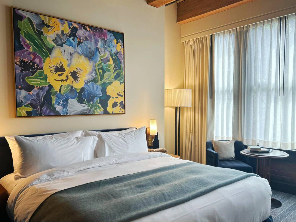 View inside a bedroom in Populus Seattle