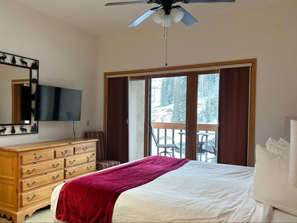 View of the bedroom in Purgatory Village Condo Hotel