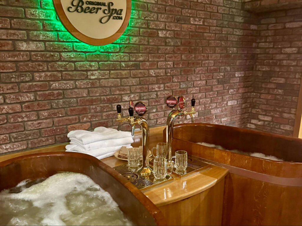 View of the tubs at Beer Spa