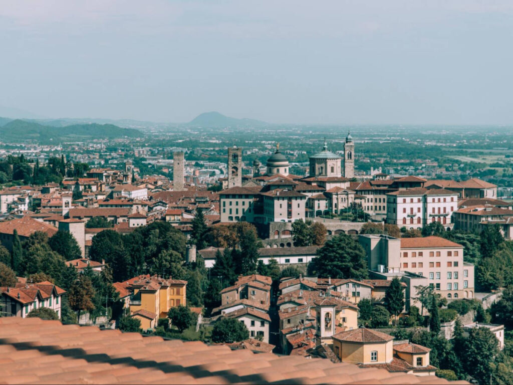 Aerial view of the city in Bergamo