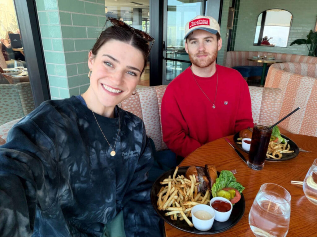 The author Betty Hurd and her boyfriend, Michael, dining at the Merois Rooftop Restaurant
