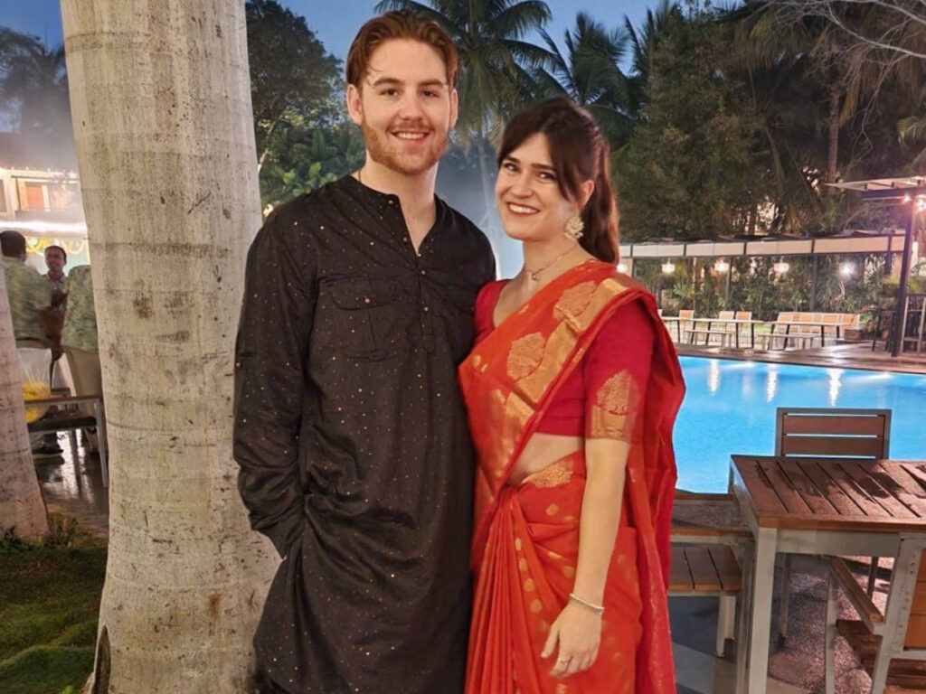 The author, Betty Hurd with her Boyfriend wearing a traditional Indian clothing