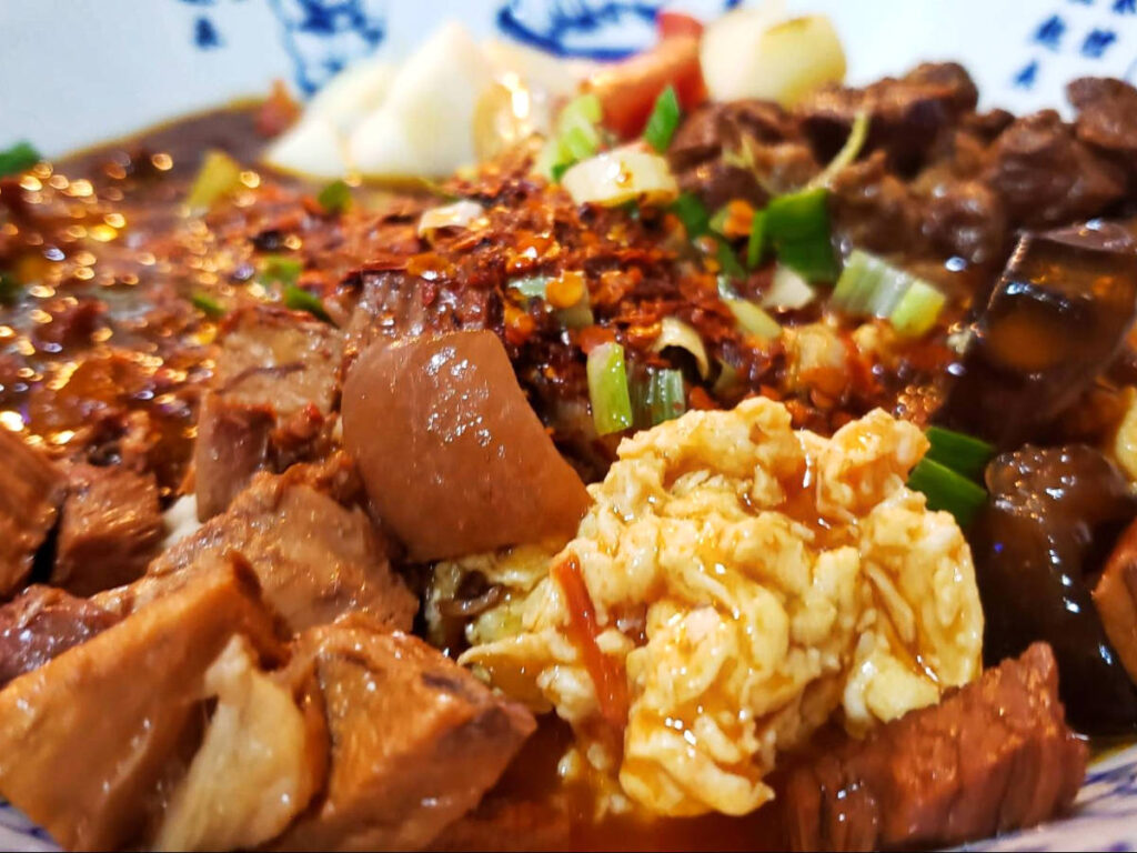 Closeup look of the Biang Biang Mian on a bowl