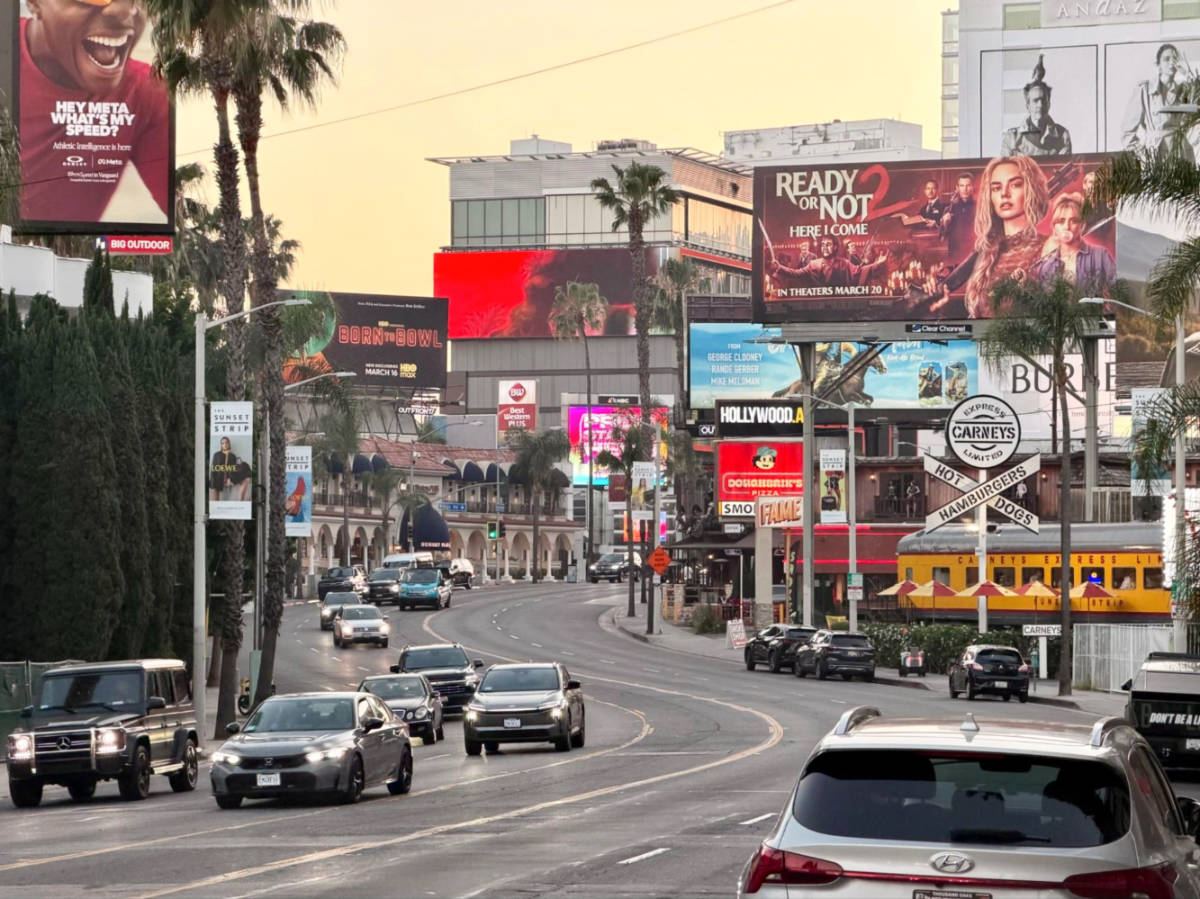 View of the colorful billboards along the Sunset Strip