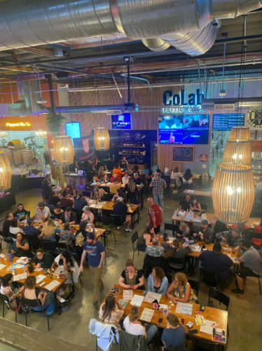 Crowd of people playing Bingo at CoLab