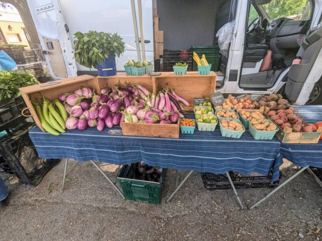 View of the fresh fruits and vegetables at the Birdhouse Farmers Market