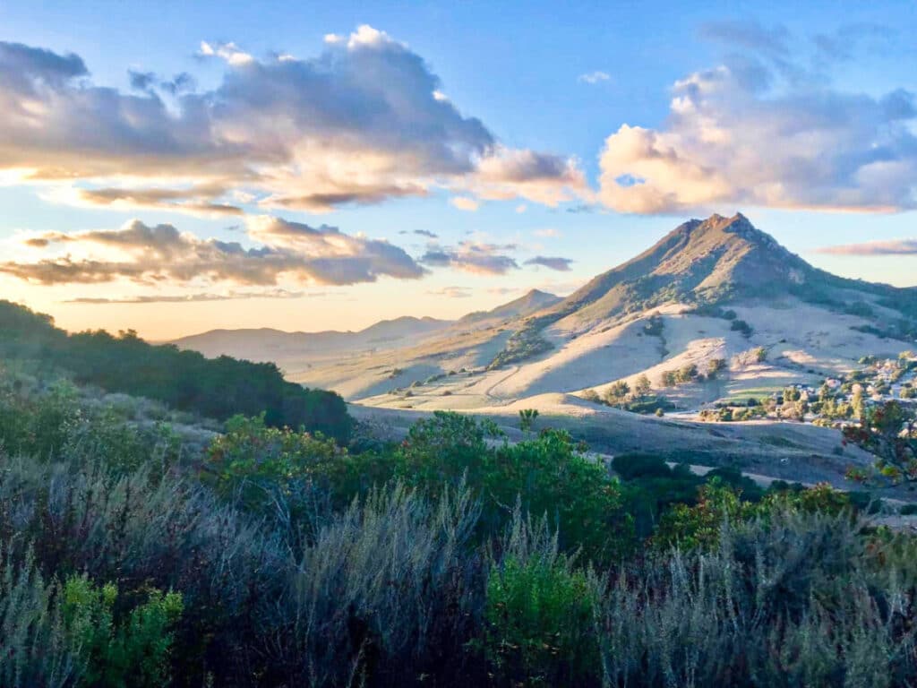 Scenic view of the snow covered Bishop’s Peak in San Luis Obispo
