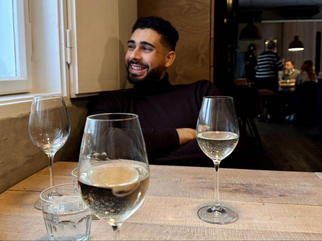A man enjoying some drinks at Bistro Topinka