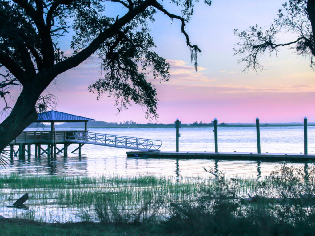 Pinkish purple Sunset at Bloody Pointe on Daufuskie Island, SC